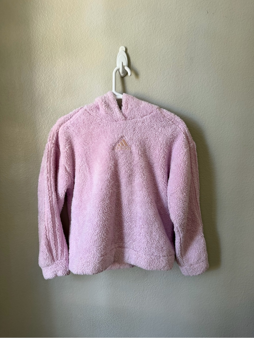 adidas Pink Plush Funnel-Neck Hoodie
